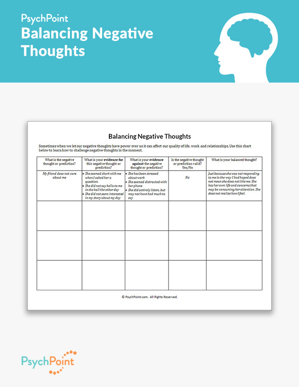 Balancing Negative Thoughts Worksheet PsychPoint