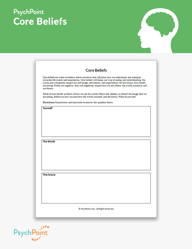 Core Beliefs Worksheet PsychPoint