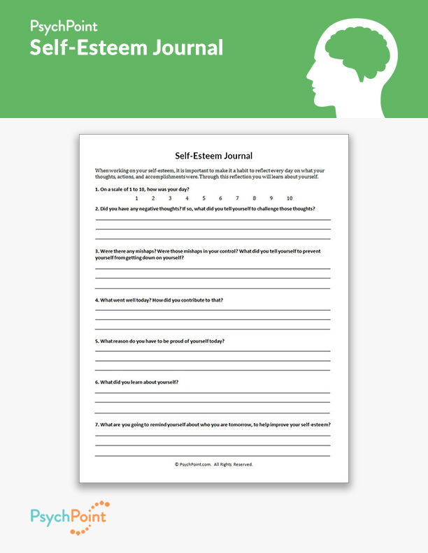 Self Esteem Journal Worksheet PsychPoint